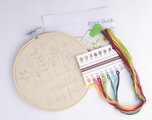 FUNATIC Mostly Drug Free Funny Embroidery Kit for Adults - color: Mostly Drug Free