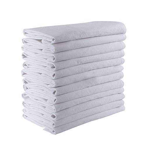 DG Collections 100% Cotton Flour Sack Towels – 12 Pack, 27x27 Inches, White, Lint-Free, Pre-Washed, Hemmed Edges – Reusable Kitchen Towels for Cleaning, Embroidery, Printing & Crafts - White - color: White, size: Set of 12 (27x27 inches)