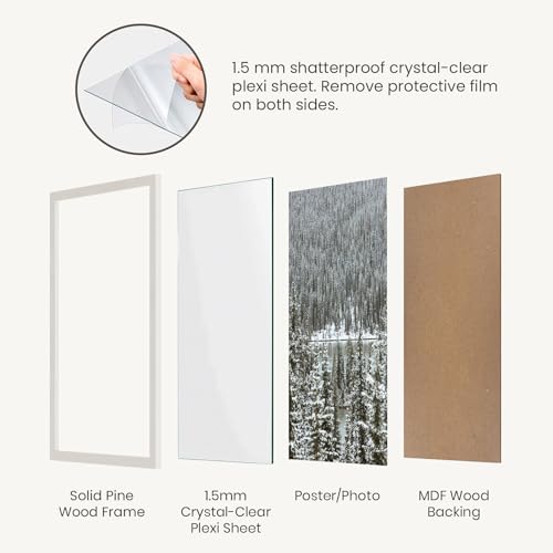 Opposite Wall - 8x10 in - Real Wood Grey Picture Frame - Lightweight, Versatile & Shatterproof - Wall Hanging & Tabletop Photo Frame - Office, Gallery & Home Decor - color: Grey, size: 8x10 in