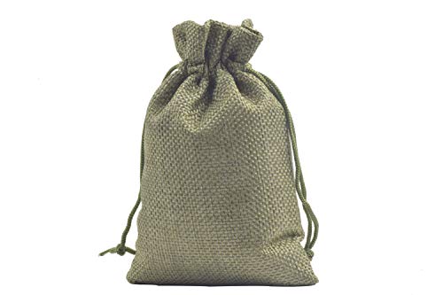 Sansam 50pcs 4.0X5.60 Inch Drawstring Burlap Gift Bags, Jute Jewellery Pouches, Small Army Green Lining Burlap Favor Sacks For Herb, Spices, Jute Treat Bags for Christmas, Wedding, Party - color: Army Green
