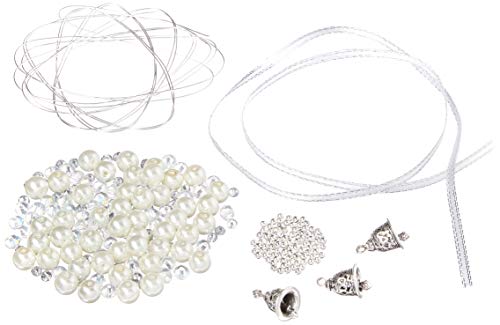 Solid Oak Beaded Orn Bell Wreath, Silver,White - size: Small