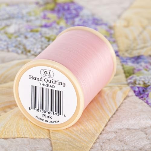 YLI Hand Quilting Thread - 100% Egyptian Cotton, Glazed, Strong & Tangle-Free, 500 yd. Spool - Pink - color: Pink