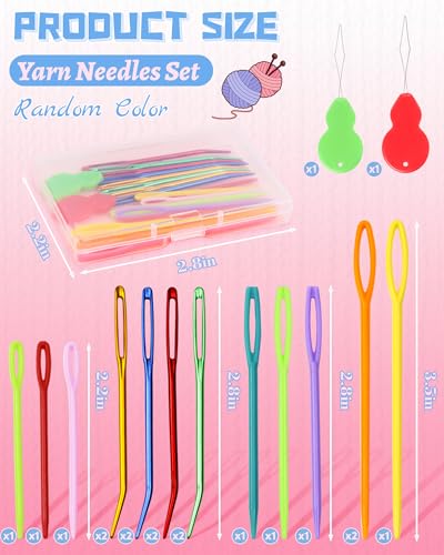 FIVEIZERO 19 Pcs Yarn Needles Set, Assorted Yarn Needles Bent Tapestry Needle Weaving Needle Darning Needles Plastic Needles Large Eye Blunt Knitting Needles for Sewing Crochet 03 - color: Colorful 19PCS