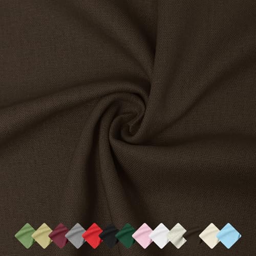 Linen Fabric | Natural Linen Cloth | Embroidery, Sewing | Soft, Breathable | 59" Wide | 50% Linen, 50% Rayon | Hemp, Jute, Needlework, Lining(2Y, Brown) - color: Brown, size: 2 Yard