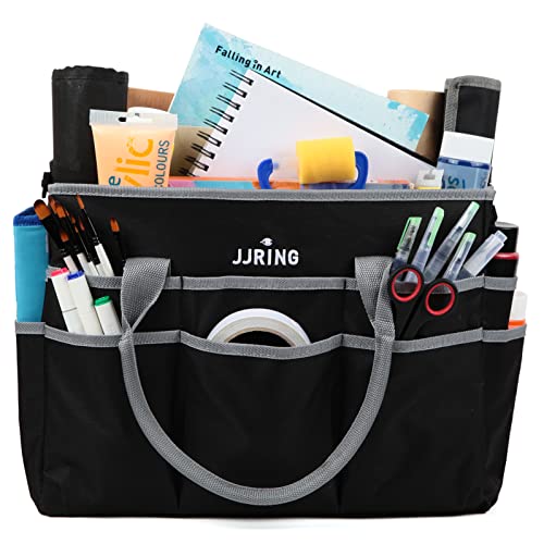 JJRING Large 600D Nylon Artist Organizer Tote Bag With 16 Pockets, Silver - color: Silver, size: Large