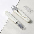 2Pcs U-Shape Sewing Scissors, Thread Cutter Scissors with Protective Cap - color: White