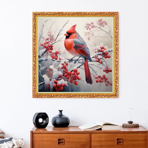 Funxvoot Stamped Cross Stitch Kits Beginners Full Range of Embroidery Kits for Adults 11CT Embroidery Patterns Needlepoint Kits Printed Cross Stitch Kits-Bird Snow Scenery 18x18 inch - color: Craftsstyle05