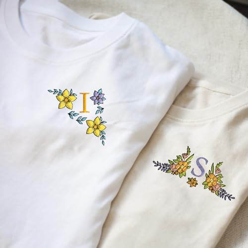 ORIGACH 4 Sheets Water Soluble Embroidery Patterns Stabilizers - Pre-Printed Letter & Flowers Designs - Stick & Stitch Embroidery Paper for Hand Sewing Lovers - color: Letter & Flowers