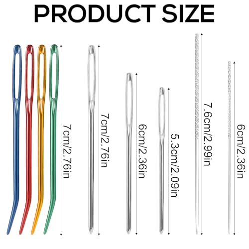 Goktvai 47pcs Knitting Tools Set, 30 Yarn Snag Repair Needles (15 Short +15 Long) 9 Large Eye & 8 Bent Tapestry Needles with Storage Box for Crochet Repair Sweater & Fabric Maintenance Accessories