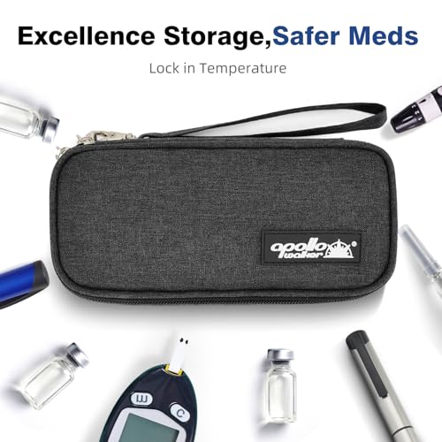 apollo walker Insulin Cooler Travel Case with Ice Packs and Insulation - color: Black, size: Small
