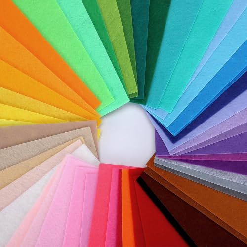 Thin Felt Fabric Sheets, Assorted Colors Stiff Felt Sheets for Crafts DIY Patchwork Sewing Projects Decoration (Stiff 50 Colors, 11.8" × 11.8") - color: Stiff 50 Colors, size: 11.8 x 11.8 inches
