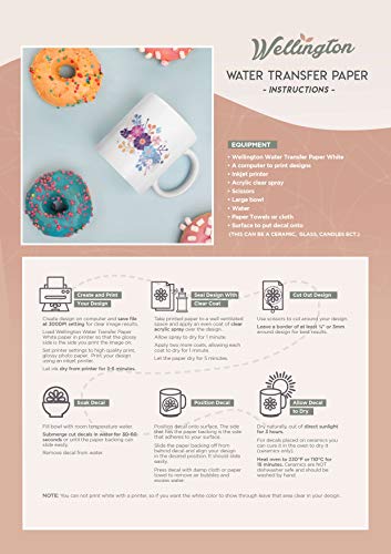 Wellington Waterslide Decal Paper INKJET WHITE 20 Sheets Premium Water Slide Transfer Paper, Bright White, A4 Size, 8.25 x 11.7 Inch - color: Inkjet - White