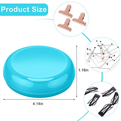 Chuangdi 2 Pieces Magnetic Sewing Pincushion Round Magnetic Cushion Magnetic Pin Holder Sewing Pin Storage Case Round Needle Cushion Tool for Sewing DIY Projects (Blue)