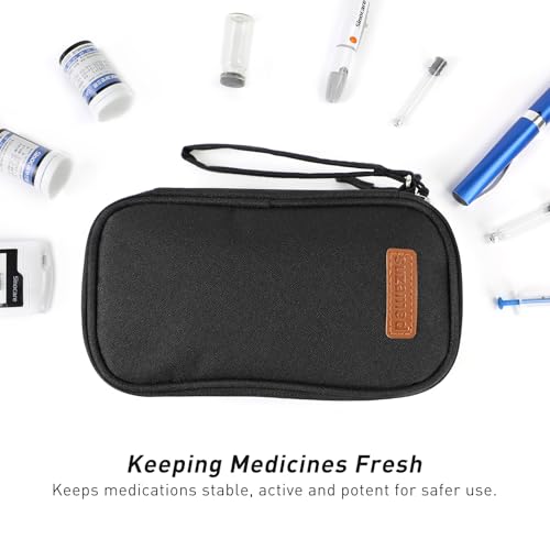 suzamed Double Layer Insulin Cooler Travel Case, Expandable Space, Black - color: Black