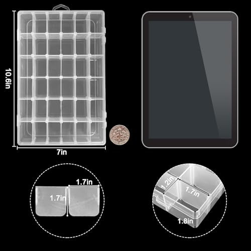 Egaageoi 4 Pack 36 Grids Bead Storage Containers with Adjustable Dividers