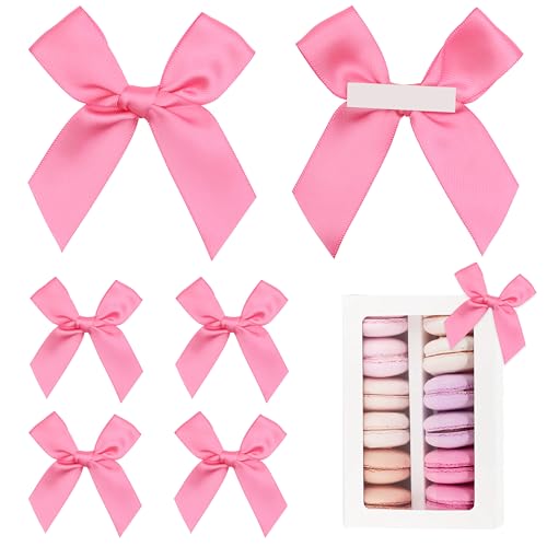 Self Adhesive Hot Pink Satin Ribbon Bows for Crafts 3" (50 Pack) - color: Hot Pink