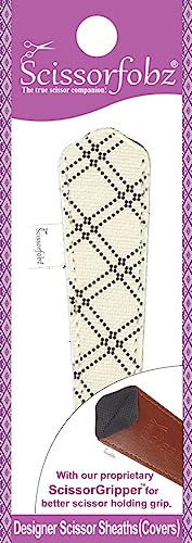 Designer Scissors Sheaths Shears Protective Covers-For Small Embroidery Scissors - Ivory & Brown Diamonds Design-#SS-212 - color: Ivory & Brown Diamonds, size: Single Small Size