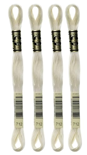 DMC Embroidery Floss Mouline Special Black (310), Cream(712), White(Blanc) -3 Colors Thread Bundle with DMC Embroidery Hand Needles 3-9, INCELER Supplies