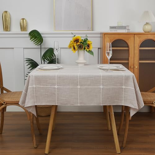Gernaice Plaid Square Tablecloth Checkered Table Cloth 70" x 70" Brown - color: Brown, size: 70" x 70" (Square)