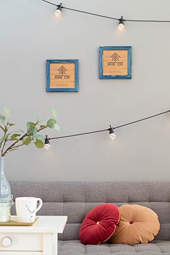 Rustic Wooden Square Picture Frames 8x8 - Set of 2-100% Natural Farmhouse Washed Barn Wood with Real Glass for Wall Mounting and Tabletop Photo Frame - Navy Blue - color: Navy Blue