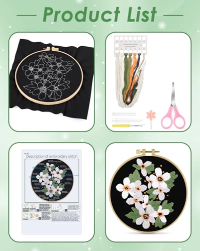 ERKOON Embroidery Kit for Beginners, Flower Cross Stitch Set Include Embroidery Cloth Hoops Threads for Craft Lover Hand Stitch with Embroidery Skill Techniques (Wildflowers) - color: Wildflowers