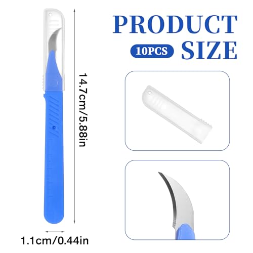 10PCS Seam Rippers for Sewing, 5.8" Stitch Remover Tool with Protective Case and Anti-Slip Handle, Blue Sewing Stitch Remover Knife, Razor Stitchs Thread Cutter for Sewings Embroidery Picking Threads