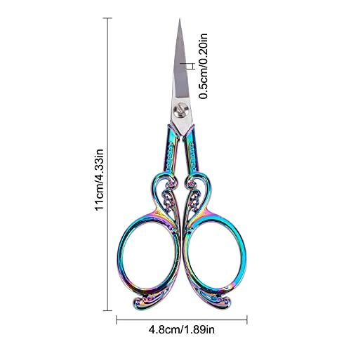SUNNYCLUE 1Pc Small Embroidery Sewing Scissors Detail Shears Vintage Sharp Tip Scissor Stainless Steel Scissors for Cutting Fabric Craft Knitting Threading Needlework Artwork Handicraft DIY Tool - color: Rainbow Color-1pc-butterfly Sewing Scissors