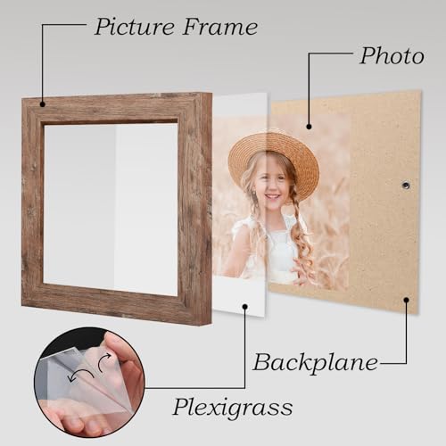 5x5 Picture Frame Wood Square Photo Frame Vintage Brown - color: Brown, size: 5x5