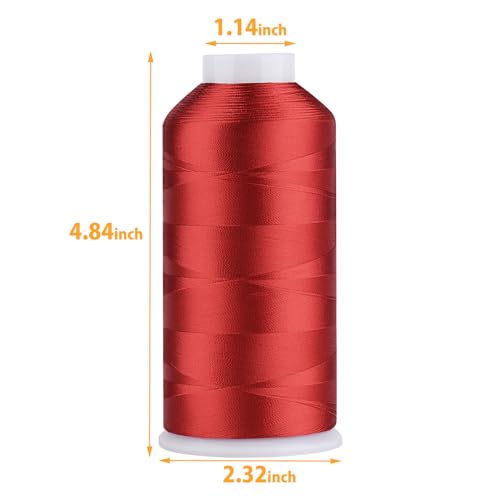 Simthread Rayon Embroidery Thread 5500 Yards, 40wt 100% Rayon Viscose for Commercial and Domestic Machines - Red 1147 - color: Red1147