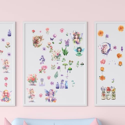 Wxiben 12 Pcs Fairy Flower Rub on Transfers for Crafts and Furniture - style: Fairy