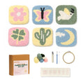 Kukovaya Punch Needle Kit for Beginners & Adults; Complete DIY Embroidery 6-Coaster Kit with Printed Fabric, Yarn, Needle, Hoop & Guide Easy Craft Kit for Home Decor, Gifts & Stress Relief