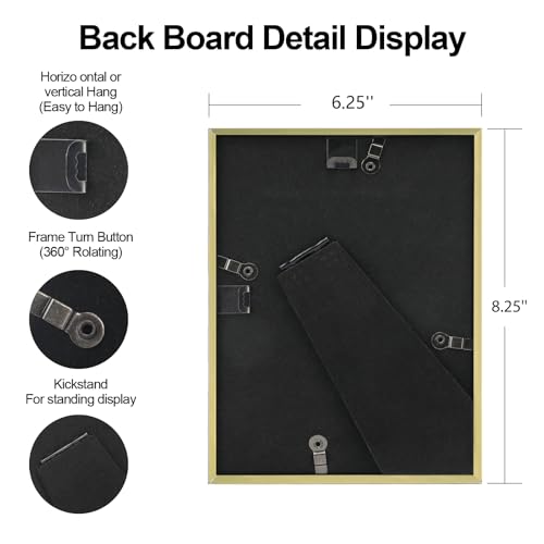 BKABOT 6x8 Brass Aluminum Photo frames 3 Pack HD Glass Mat 5x7 Wall Table - color: Brass, size: 6x8-1P
