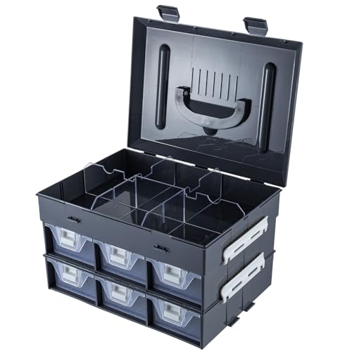 MyGift 11 Inch Hardware Organizer Case 24 Compartments 6 Drawers Gray - color: Dark Gray