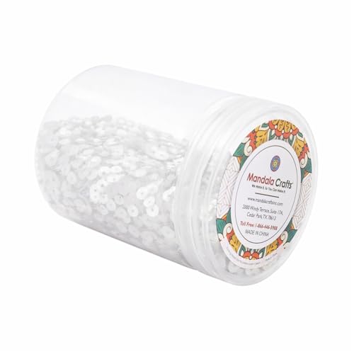 Mandala Crafts 6mm Flat Round Clear Sequins for Sewing Embroidery - color: Clear, size: 6mm Flat Sequins
