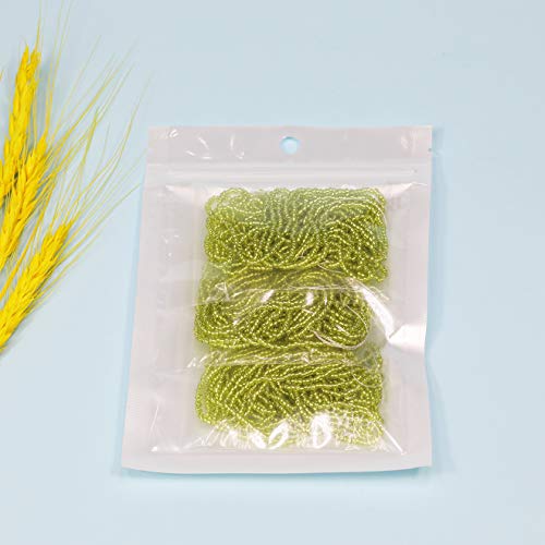 11/0 Glass Silver Lined Seed Beads Hanks (1 Hank 3 Meters) Total 3 String Hanks About 6000pcs, 9 Meters String Light Green Silver Lined Seed Beads (Light Green -Silver Lined) - color: Light Green -Silver Lined