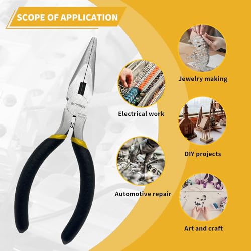 BOOSDEN 3 Pcs Plier Set Flush Cutter, Wire Cutter & Needle Nose 5 Inch - size: 5" Wire Cutter+5" Flush Cutter+5" Needle Nose