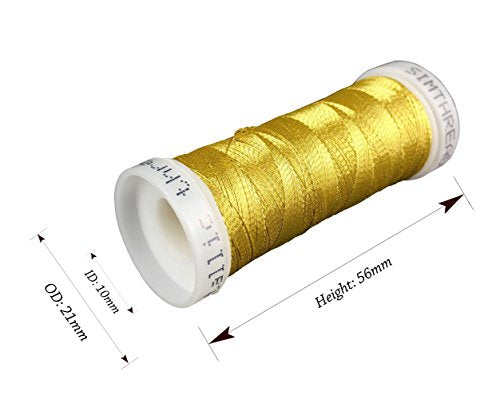 Simthread 6 Assorted Colors Metallic Machine/Hand Embroidery Thread 200 Yards Ea for Janome Brother Pfaff Babylock Singer Bernina Husqvaran & Most Home Embroidery Machines Special Embroidery Designs - color: 6 Colors