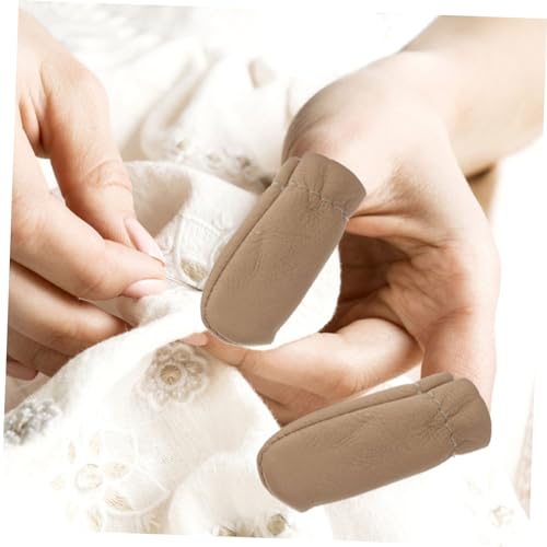 Gadpiparty 20 pcs Leather Finger Cots Sewing Finger Protectors for Needle Felting Knitting Hand Sewing and DIY Crafts Breathable Flexible Covers One Size