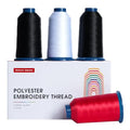 Poolin Embroidery Thread, 2Black+1White+1Red, Huge Spool Richword Selected 4 Rolls 4000M(4374Y) 40WT Polyester Thread for All Embroidery Machines - color: 2Black+1White+1Red