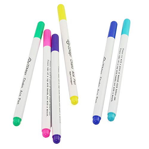 bouti1583 Disappearing Ink Fabric Marker Pen for Sewing Art Washable Art and Lettering 12PCS 6 Color Vanishing Air Erasable Pen