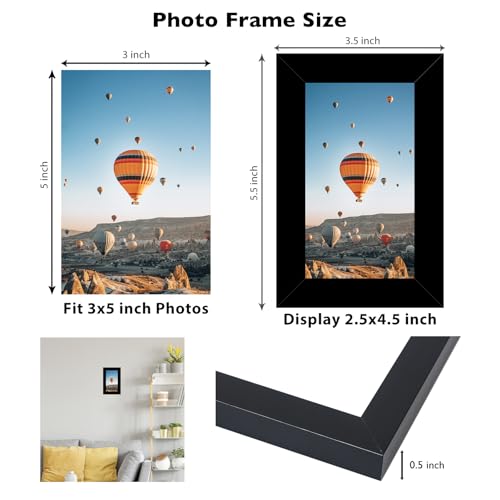 JCJMY 3x5 Picture Frame Black for Tabletop, 3 x 5 Photo Frame with Shatter Resistant Plexiglass, Sturdy 3 by 5 Poster Frame, Black - color: Black, size: 3x5 inch