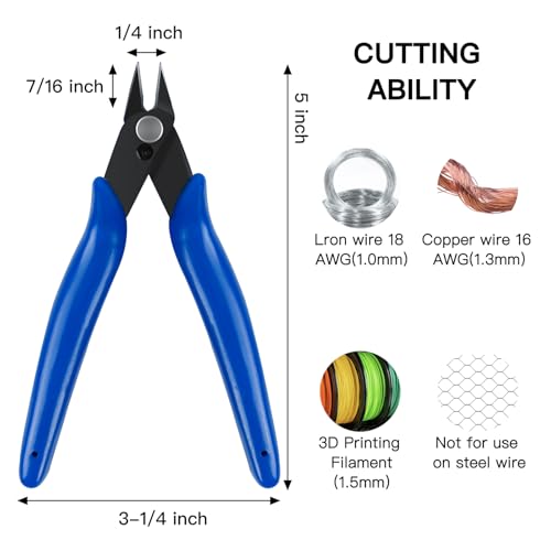 HongWay 5pcs Micro Flush Cutters 5 Inches Blue Side Cut - color: Blue
