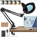 15X Magnifying Glass with Light, Real Glass Lens, 84 LEDs, 5 Color Modes, 10 Brightness Dimmable, Adjustable Swing Arm with Clamp, Hands-Free Magnifier for Reading, Crafts, Repair, Sewing, Close Work
