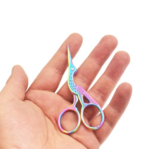 3.7" Sewing Embroidery Scissors with Cover for DIY Craft,Needlework - color: Rainbow