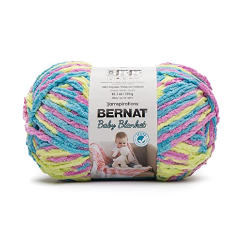 Bernat BABY BLANKET BB Jelly Beans Yarn - 1 Pack of 10.5oz/300g - Polyester - #6 Super Bulky - 220 Yards - Knitting/Crochet - color: Jelly Beans, size: 1 Pack