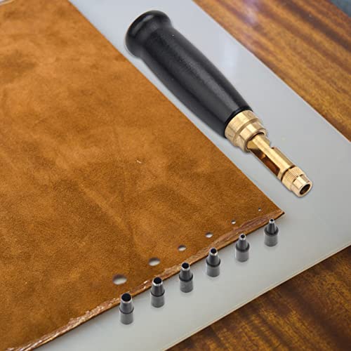Japanese Screw Punch, Boyistar Wood Handle Belt Hole Puncher - color: Black