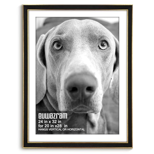 Suede 24x32 Frame - Single Frame, Christmas Elegant Black 24 x 32 Poster Frame with Mat for 20x28, 24x32 Picture Frames for Artwork, Puzzles, Photos and Movie Posters - color: Black, size: 24" x 32" / 20" x 28" mat