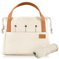 Stylish Crochet Bag Organizer for Yarn - Durable Canvas with 8 Pockets - color: Beige