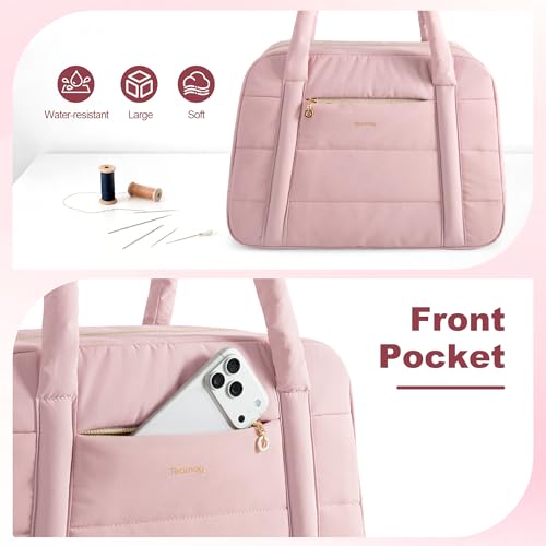 Teamoy Puffer Sewing Machine Carrying Case, Pink - color: Pink
