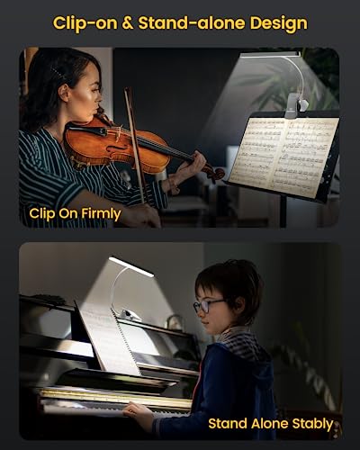 Glocusent Rechargeable Music Stand Light, 11.2” Wide Piano Light - color: Black